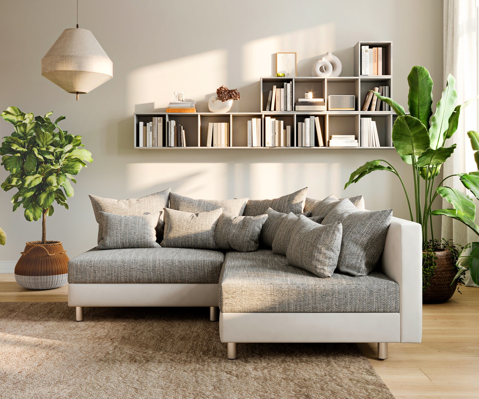 Ъглов диван Кафяв античен вид модулна лежанка дясна Clovis 2