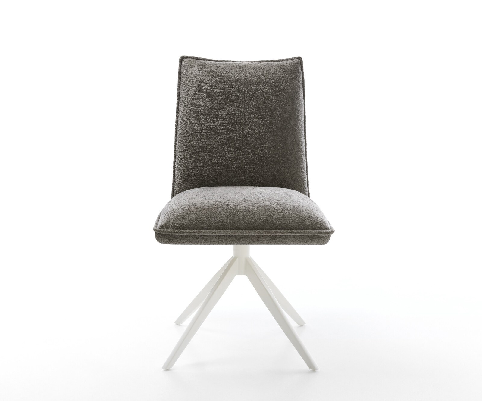 Въртящ се стол Lelio-Flex Bouclé Soft Mud Кръстосана рамка широка Бяла 360° въртене Люлееща се функция Ядро от джобни пружини 2