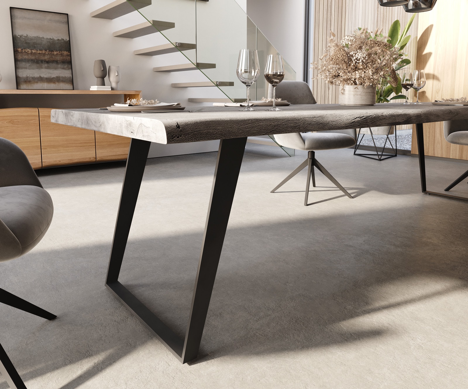 Маса 300x100 XL Акация Платинен цвят Метал под ъгъл Edge 4 Маса 300x100 XL Акация Платинен цвят Метал под ъгъл Edge 4