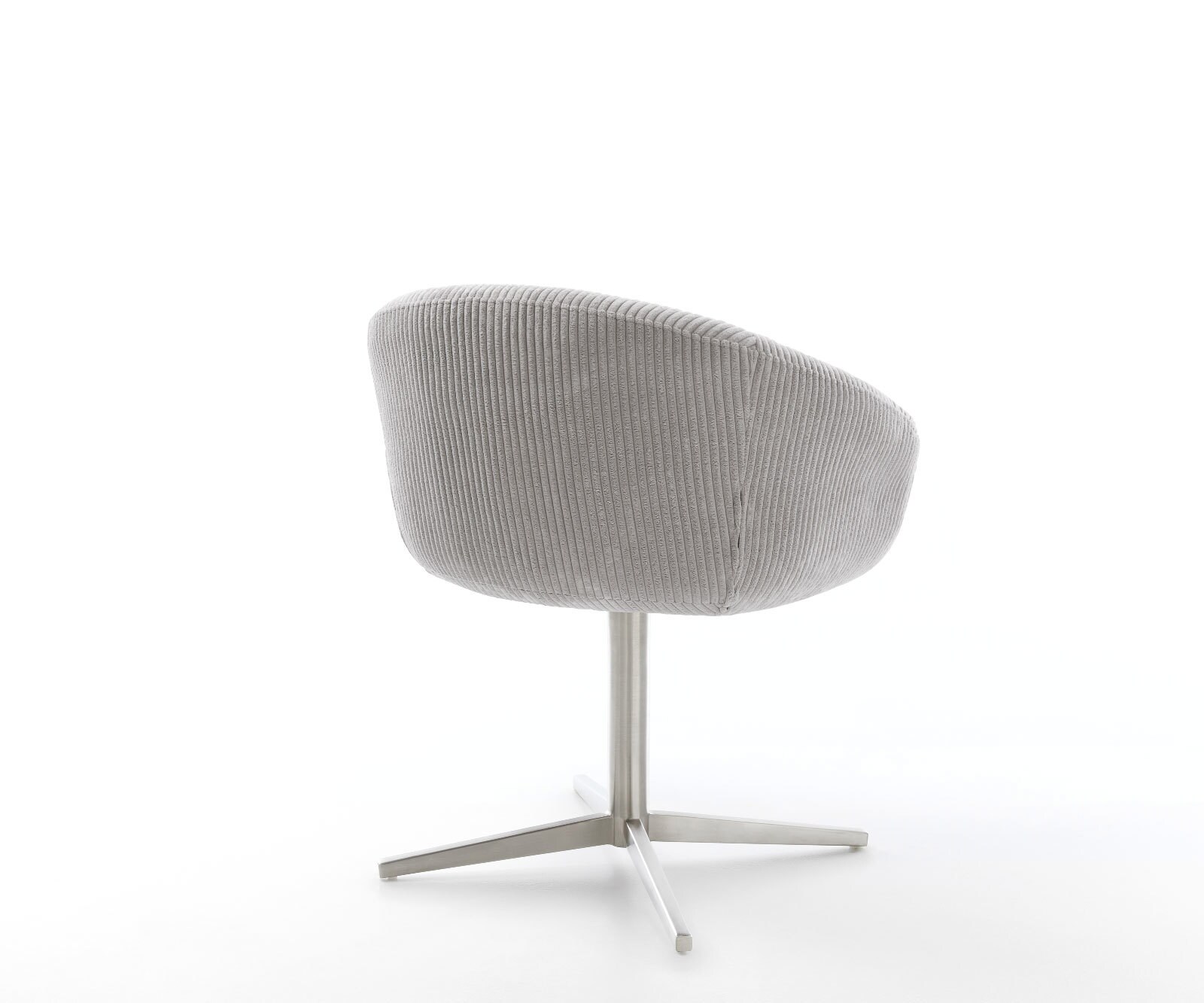 Врътящ се стол с подлакътници Корд СребристСив Офис основа Неръждаема стомана 360° въртящ се Покет пружина Vinka-Flex 5