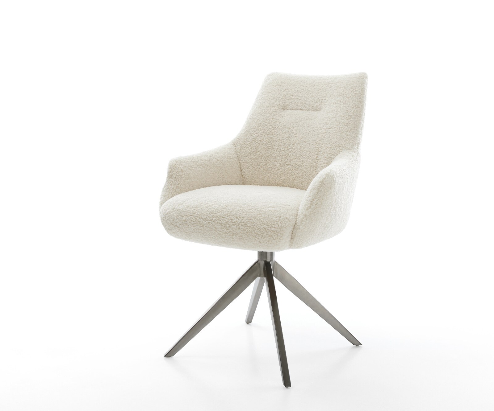 Въртящ се стол Alja-Flex с подлакътници Теди плат Бежов Кръстосана рамка широка Графит 360° въртене Люлееща се функция Ядро от джобни пружини 1