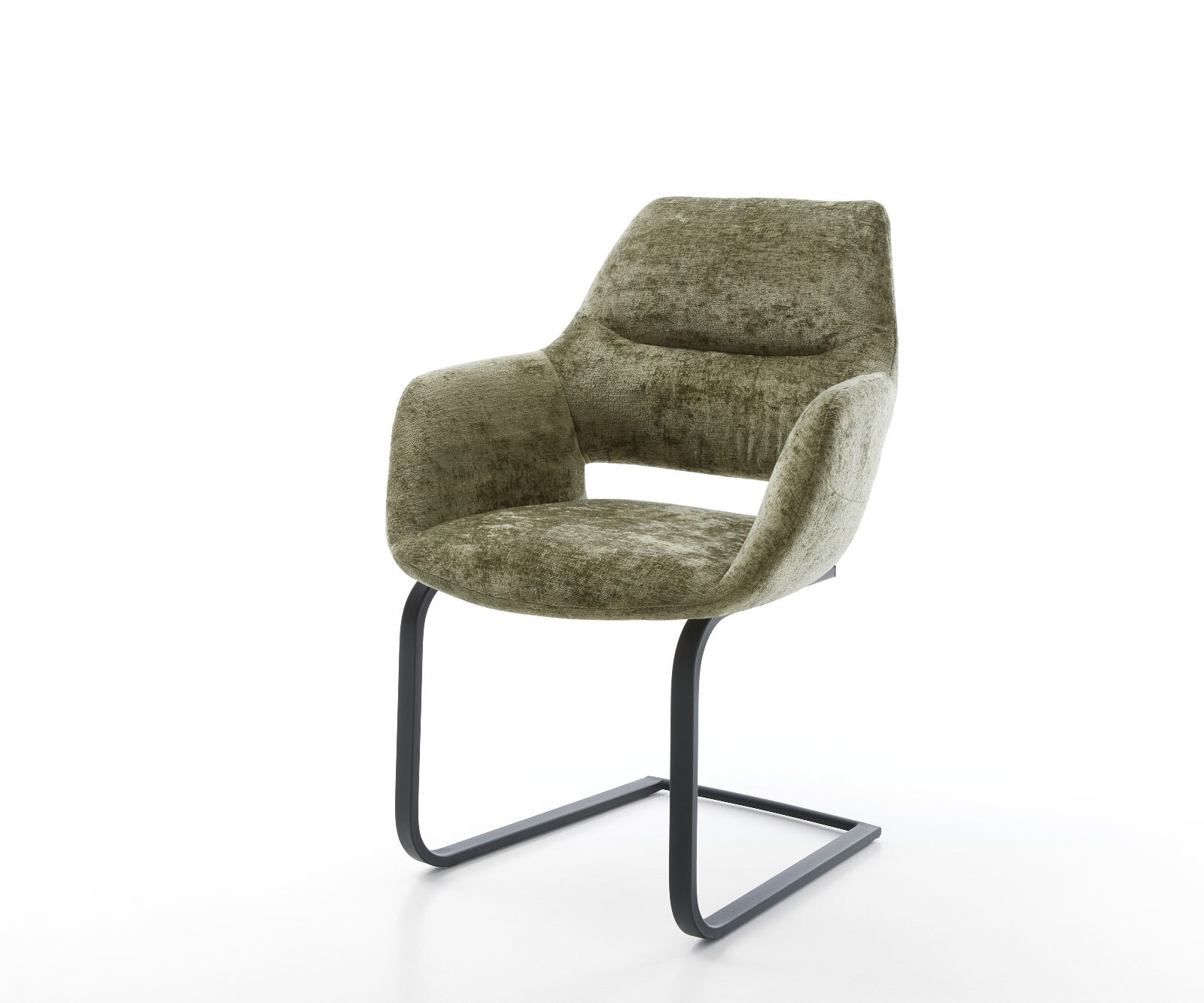 Люлеещ стол с подлакътници Шенил Маслина Конзолен крак плосък Черен Yago-Flex Люлеещ стол с подлакътници Шенил Маслина Конзолен крак плосък Черен Yago-Flex