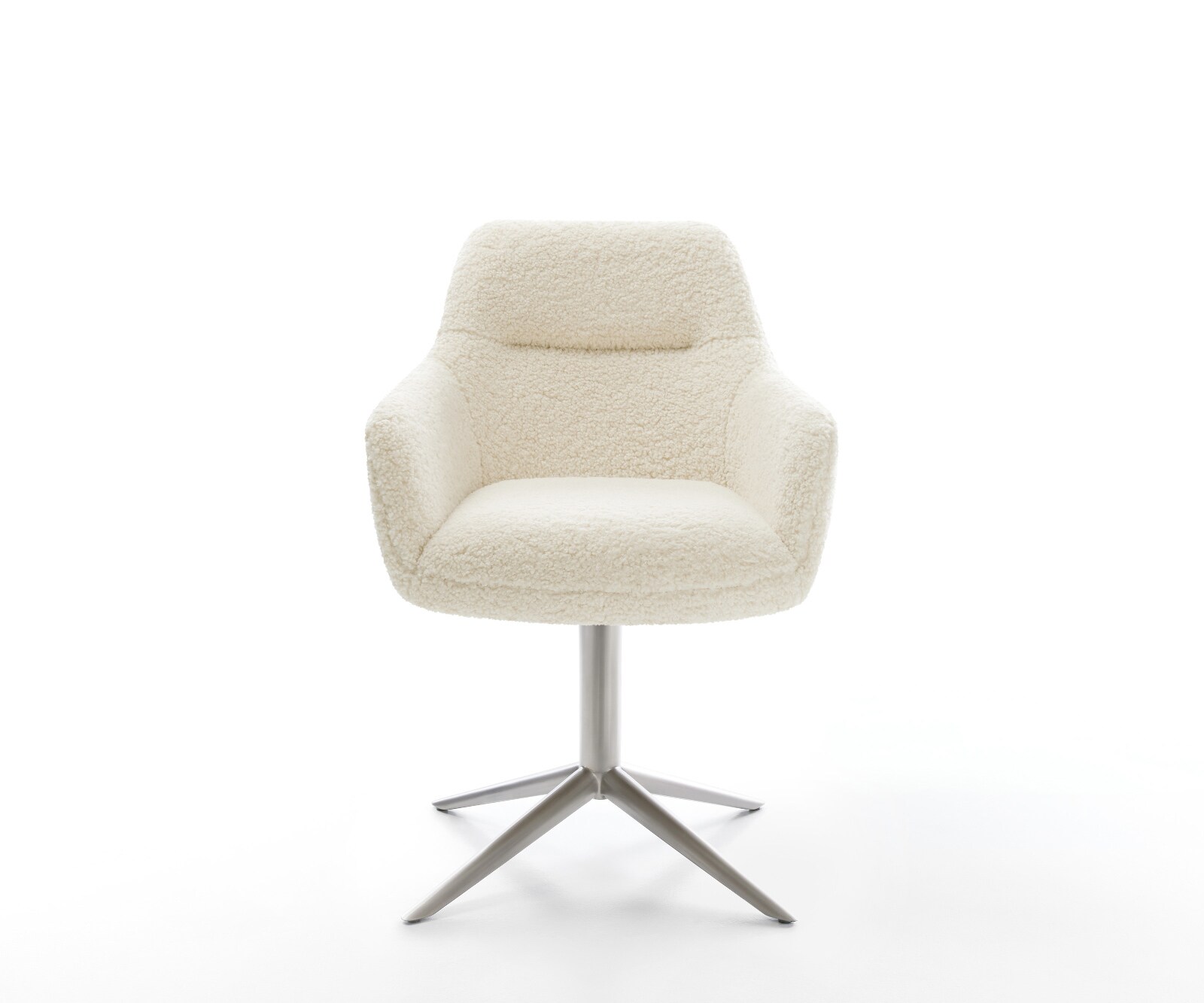 Въртящ се стол Pejo-Flex teddy плат бежова основа неръждаема стомана 360° въртяща се люлееща се функция сърцевина от джобни пружини 2