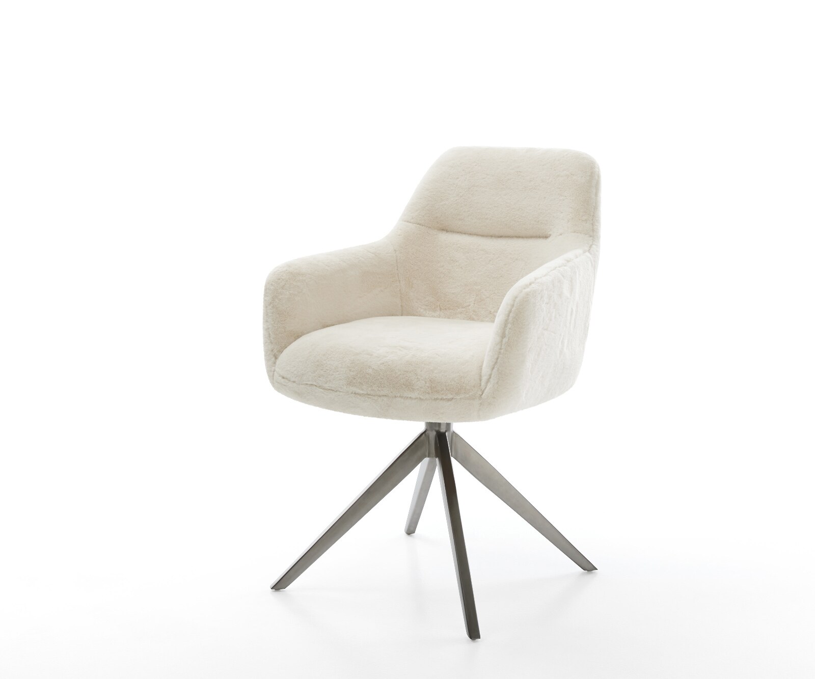 Въртящ се стол Pejo-Flex плюш кремаво-бяло Кръстосана рамка широк графит Завъртане на 360° Люлееща се функция Ядро от джобни пружини