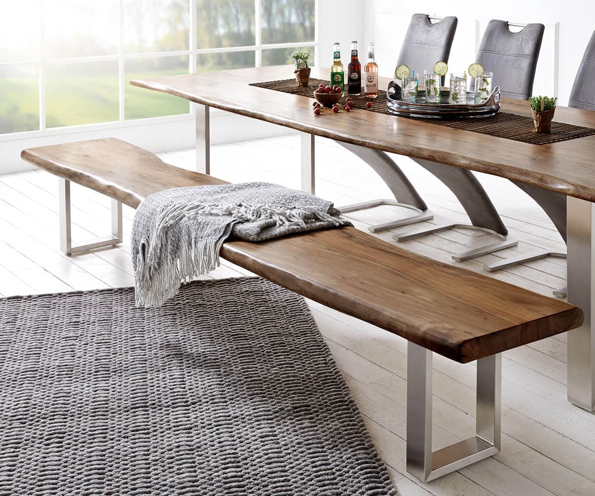 Плоча за седалката Пейка за дърво Live-Edge 295x40x5 Acacia Brown 1