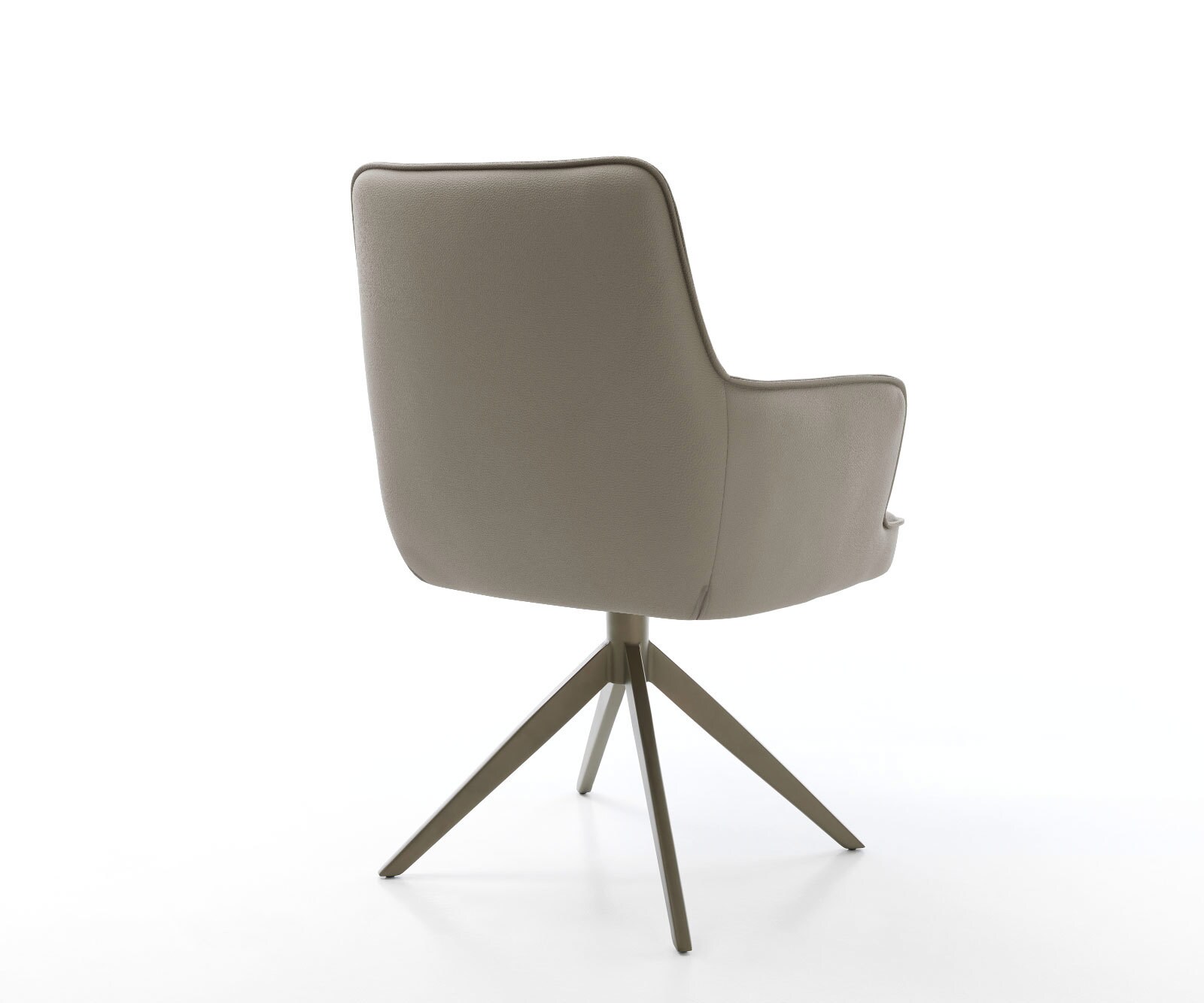 Врътящ се стол с подлакътници Естествена кожа Сиво-Кафяв Конус крак плосък  Titan 360° въртящ се Покет пружина Heira-Flex 5