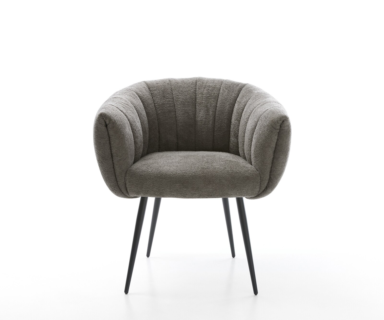 Трапезен стол Jada-Flex, Букле Сиво-кафяво, 4-крака с конична сърцевина от черни джобни пружини 1