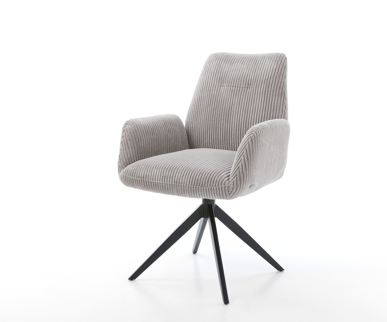 Въртящ се стол Zoa-Flex Cord сребристо-сив Кръстосана рамка широка черна 360° въртене Люлееща се функция Ядро от джобни пружини