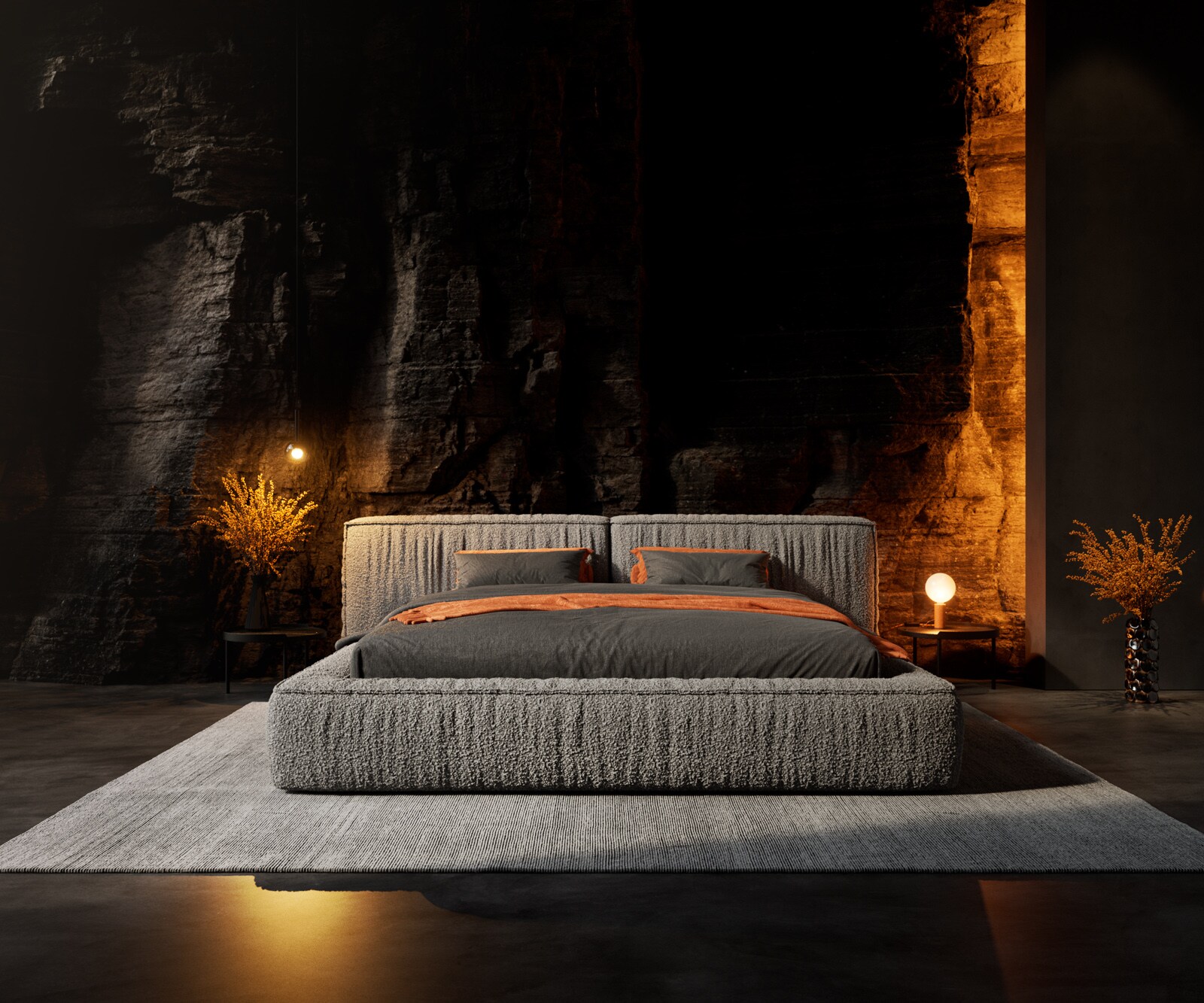 Тапицирано легло Coperti 180x200 cm bouclé сребристо сив 1