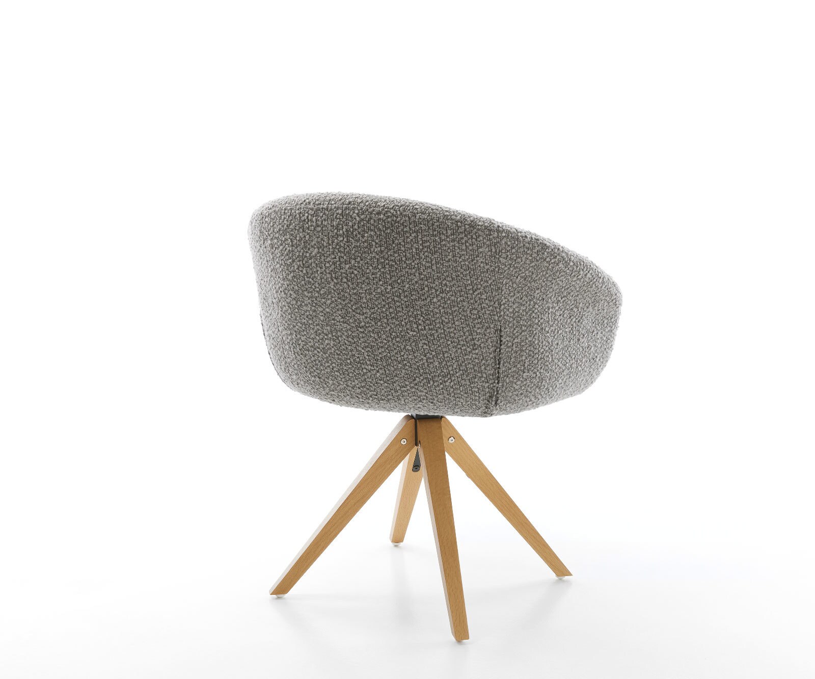 Врътящ се стол с подлакътници Букле СребристСив Дървена рамка  Натурал 180° въртящ се Покет пружина Vinka-Flex 5