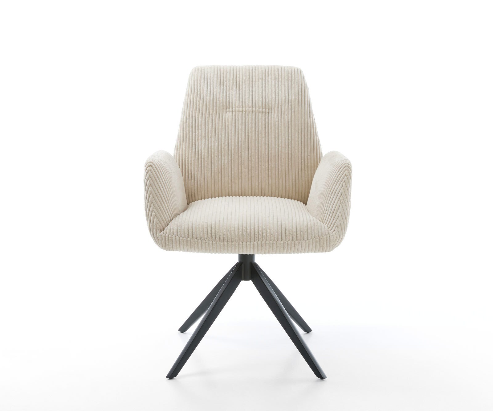 Врътящ се стол Корд Бежов Конус крак плосък Черен 360° въртящ се Zoa-Flex 2