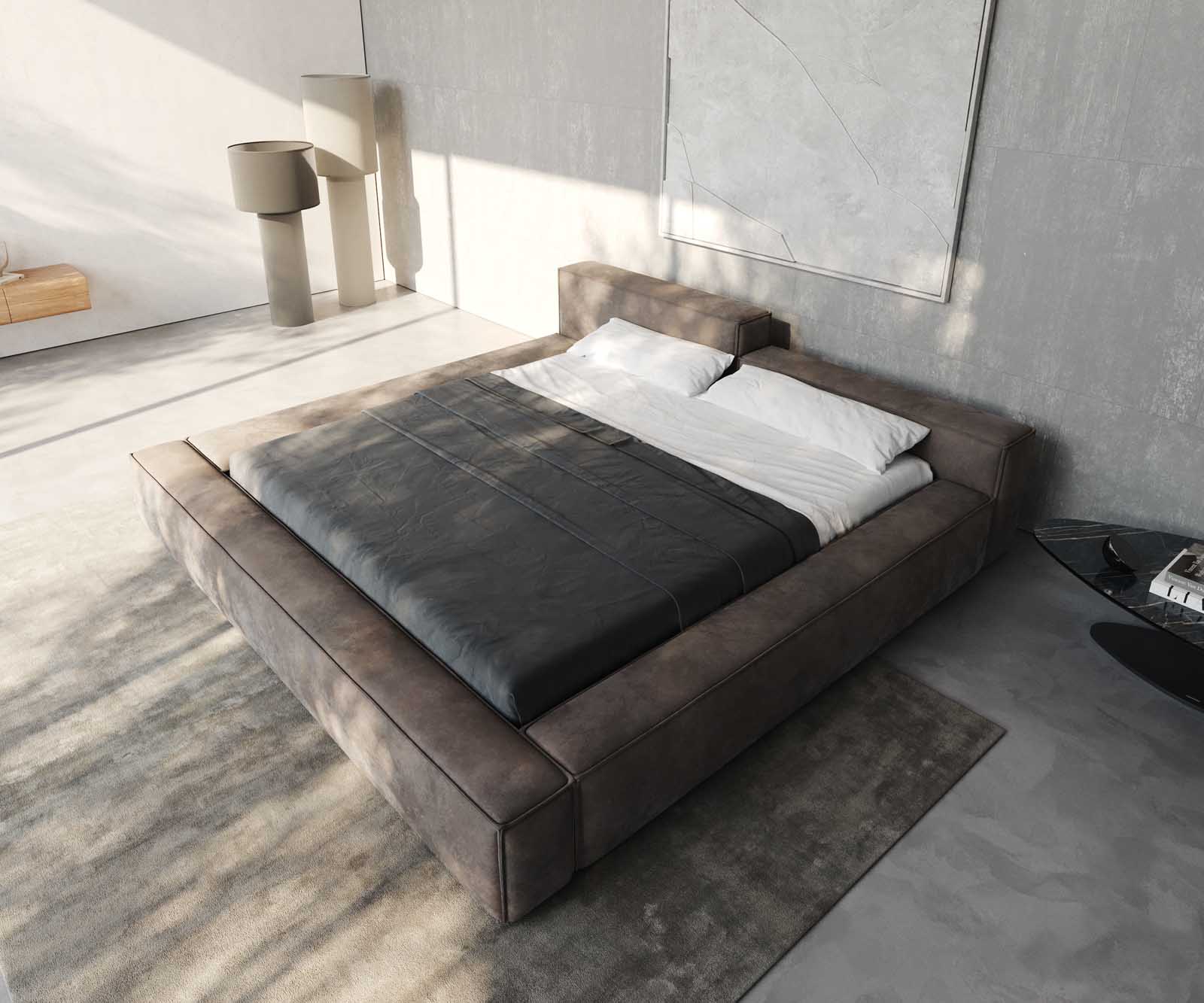 Тапицирано легло Kalinea 180x200 cm от микрофибър сив 4 Тапицирано легло Kalinea 180x200 cm от микрофибър сив 4