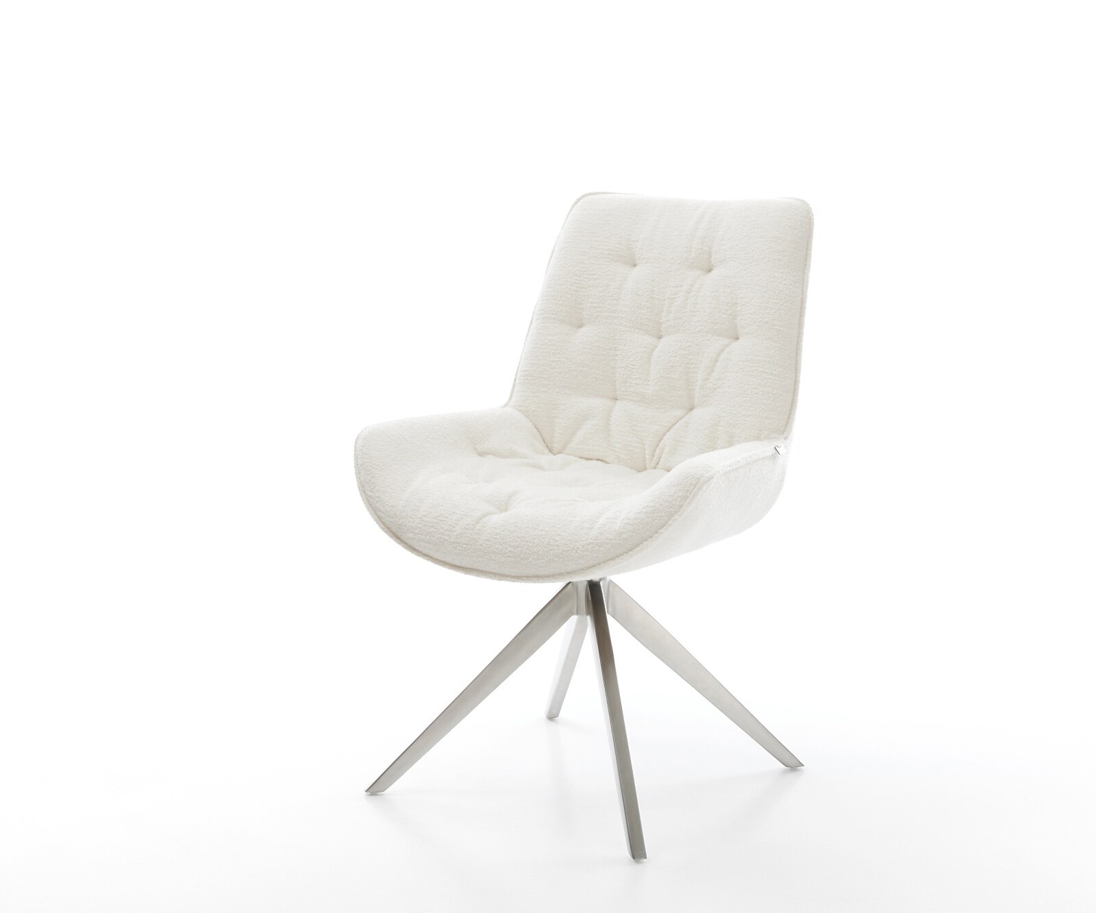 Въртящ се стол Taimi-Flex Bouclé Soft Beige Кръстосана рамка широка Неръждаема стомана Въртене на 360° Люлееща се функция 1
