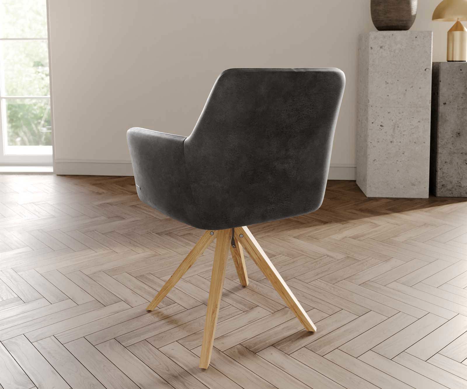 Врътящ се стол с подлакътници Антрацит Винтидж Дървена рамка  Натурал 180° въртящ се Покет пружина Xana-Flex 3 Врътящ се стол с подлакътници Антрацит Винтидж Дървена рамка  Натурал 180° въртящ се Покет пружина Xana-Flex 3