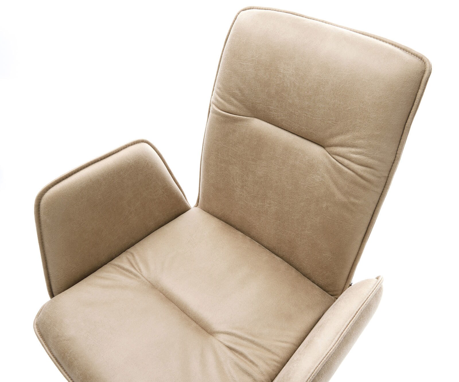 Въртящ се стол Vinja-Flex Микрофибър Бежов реколта Кръстосана рамка широка Неръждаема стомана Въртене на 360° Люлееща се функция 3