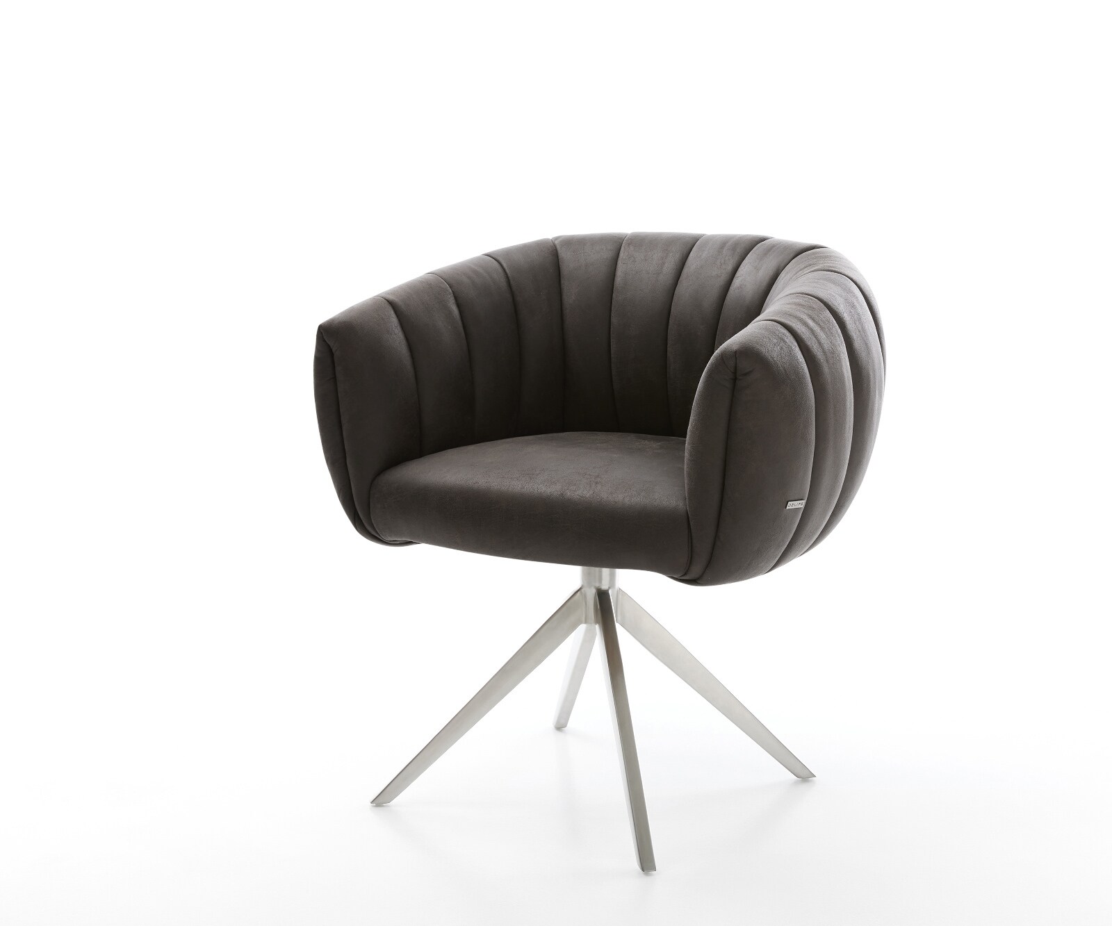 Въртящ се стол Jada-Flex микрофибър антрацит винтидж Кръстосана рамка широка неръждаема стомана 360° въртене Функция люлеене Ядро от джобни пружини