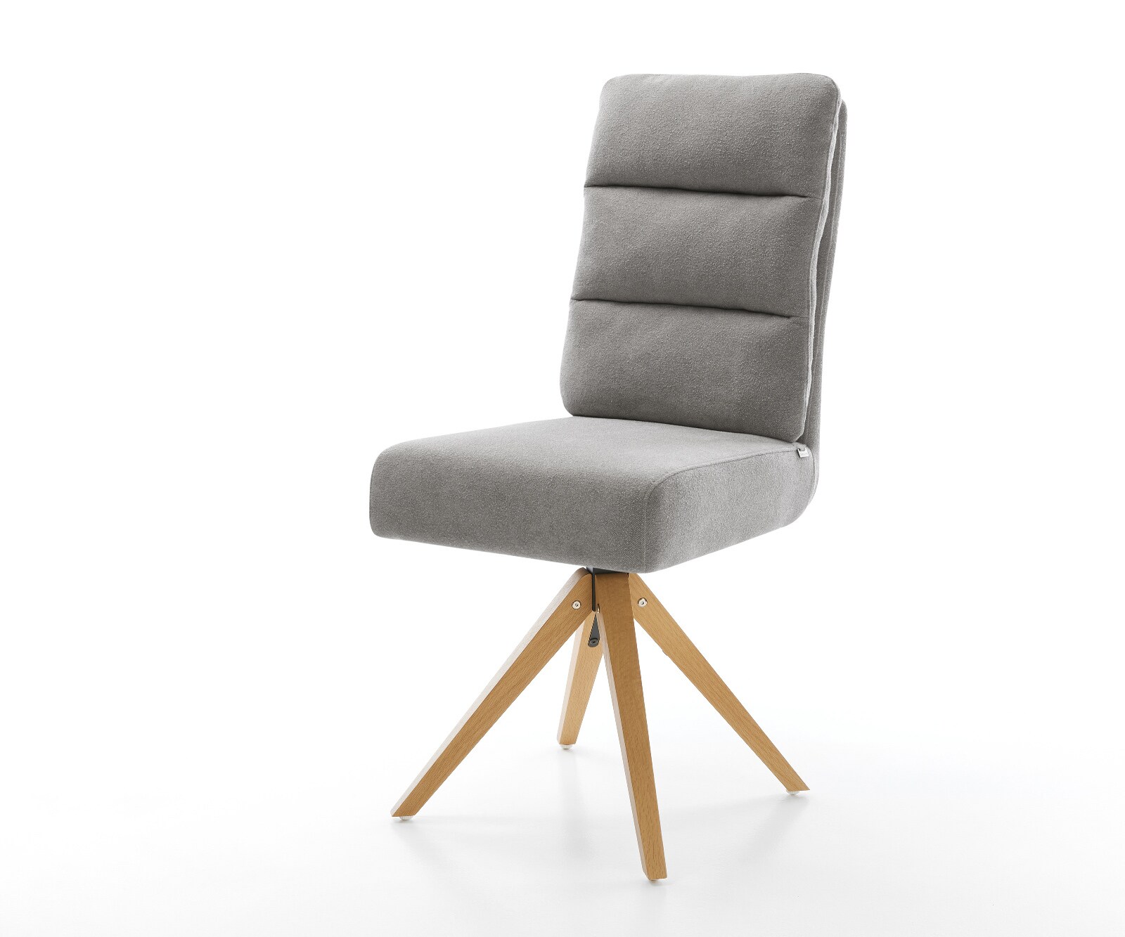 Въртящ се стол Pela-Flex текстуриран плат мека сива дървена рамка ъглова естествена 180° въртяща се сърцевина с джобни пружини 1