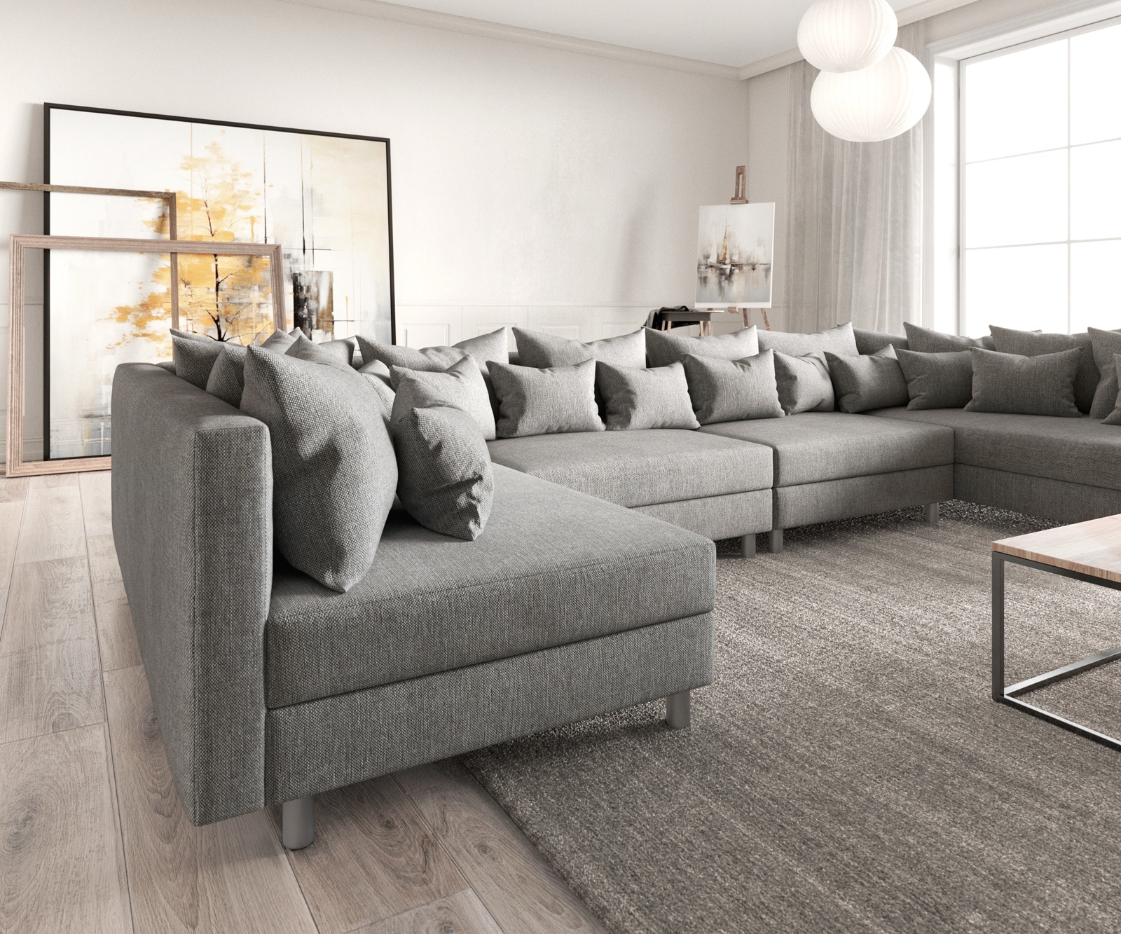 Холна гарнитура XL Сив тъкан Модулендиван Clovis 5 Холна гарнитура XL Сив тъкан Модулендиван Clovis 5