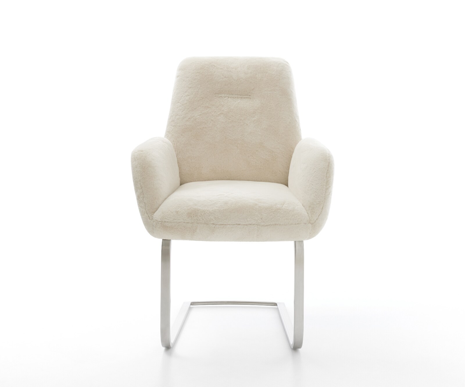 Стол с конзола Zoa-Flex плюшен кремаво-бял Стол с конзола с плоска сърцевина от джобни пружини от неръждаема стомана 2