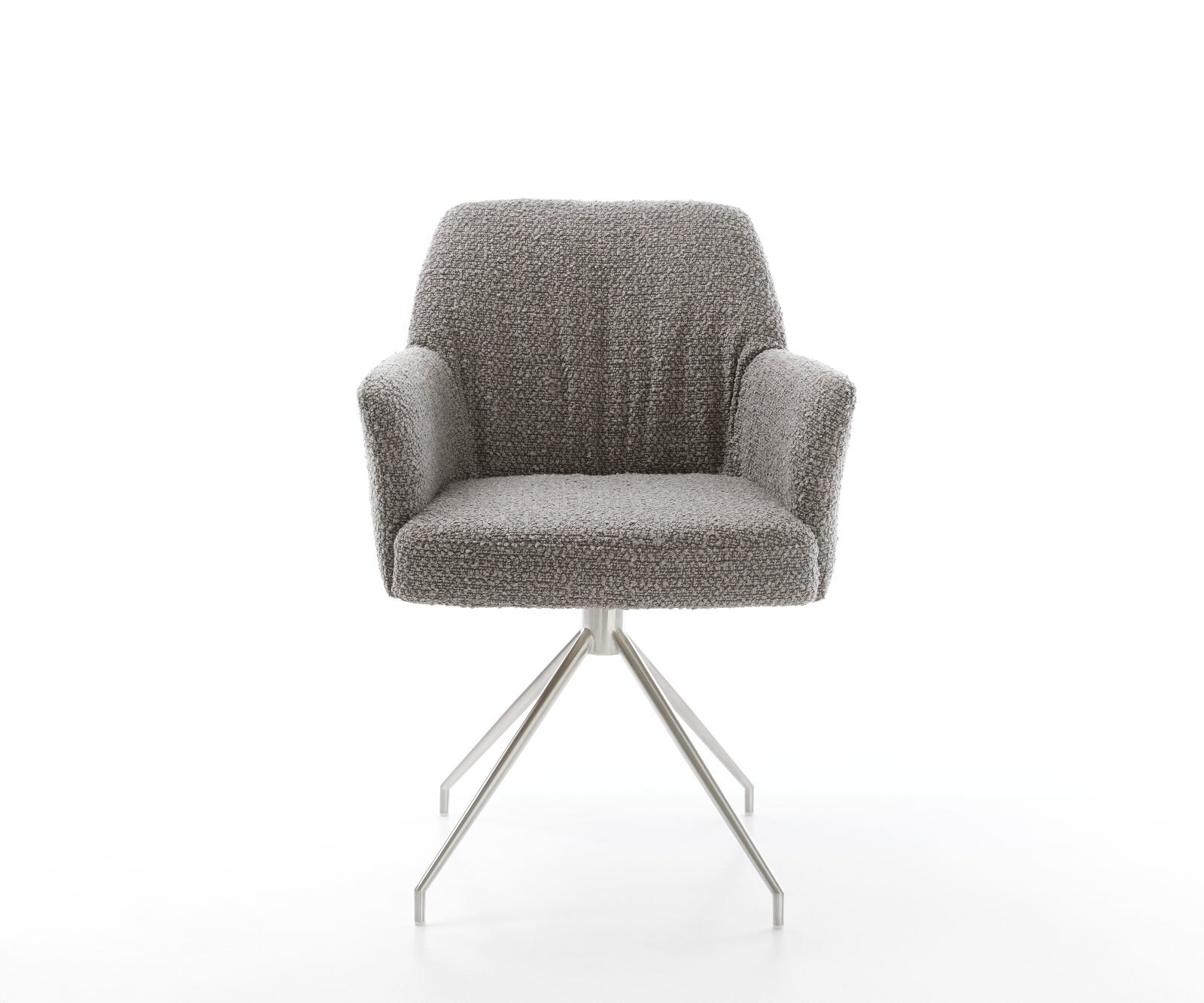 Врътящ се стол с подлакътници Букле СребристСив Конус крак кръгъл Неръждаема стомана 180° въртящ се Покет пружина Xana-Flex 2