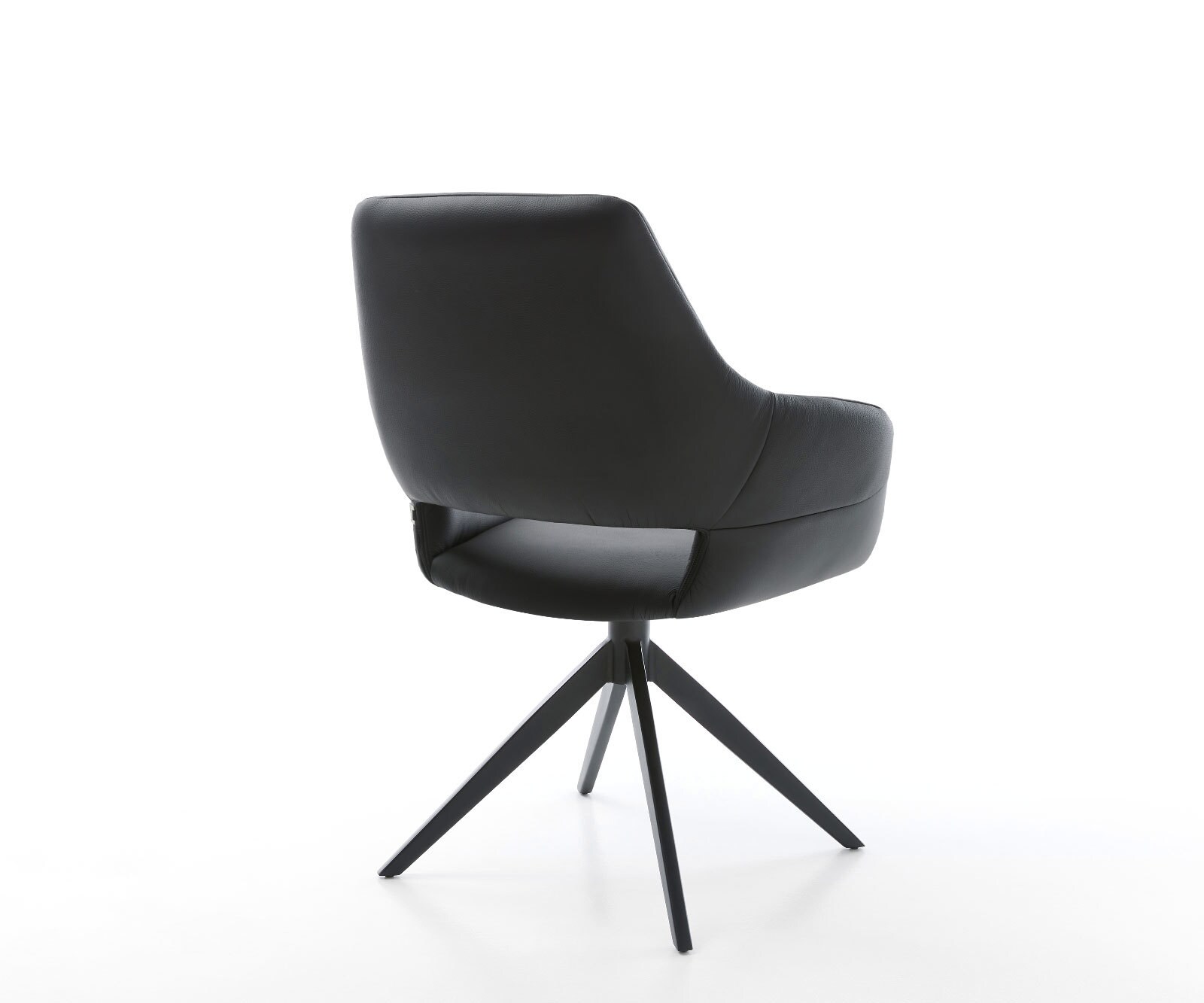 Въртящ се стол Yago-Flex с подлакътници Естествена кожа Черен Кръстосана рамка широка Черен 360° въртене Люлееща се функция Ядро от джобни пружини 4