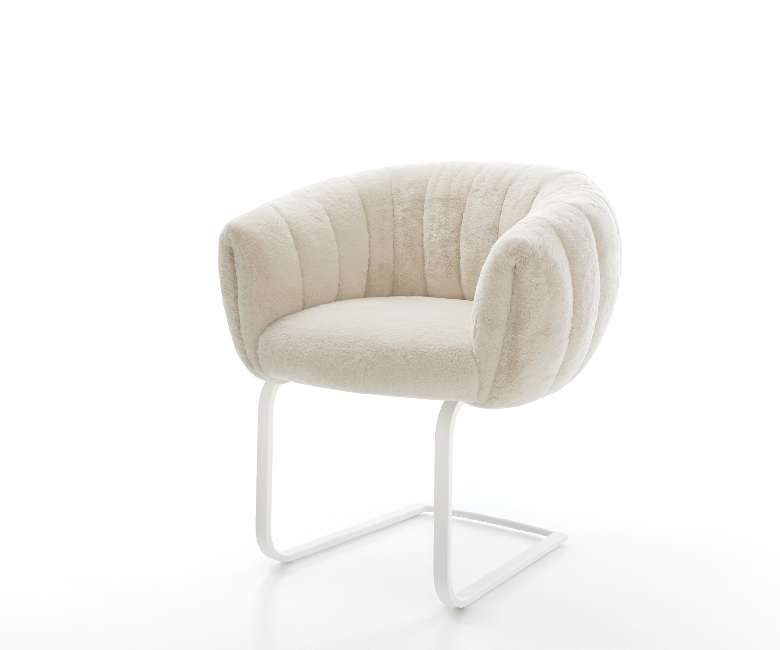 Конзолен стол Jada-Flex плюш кремаво-бяло Стол с конзола плоско бяло Ядро от джобни пружини 1