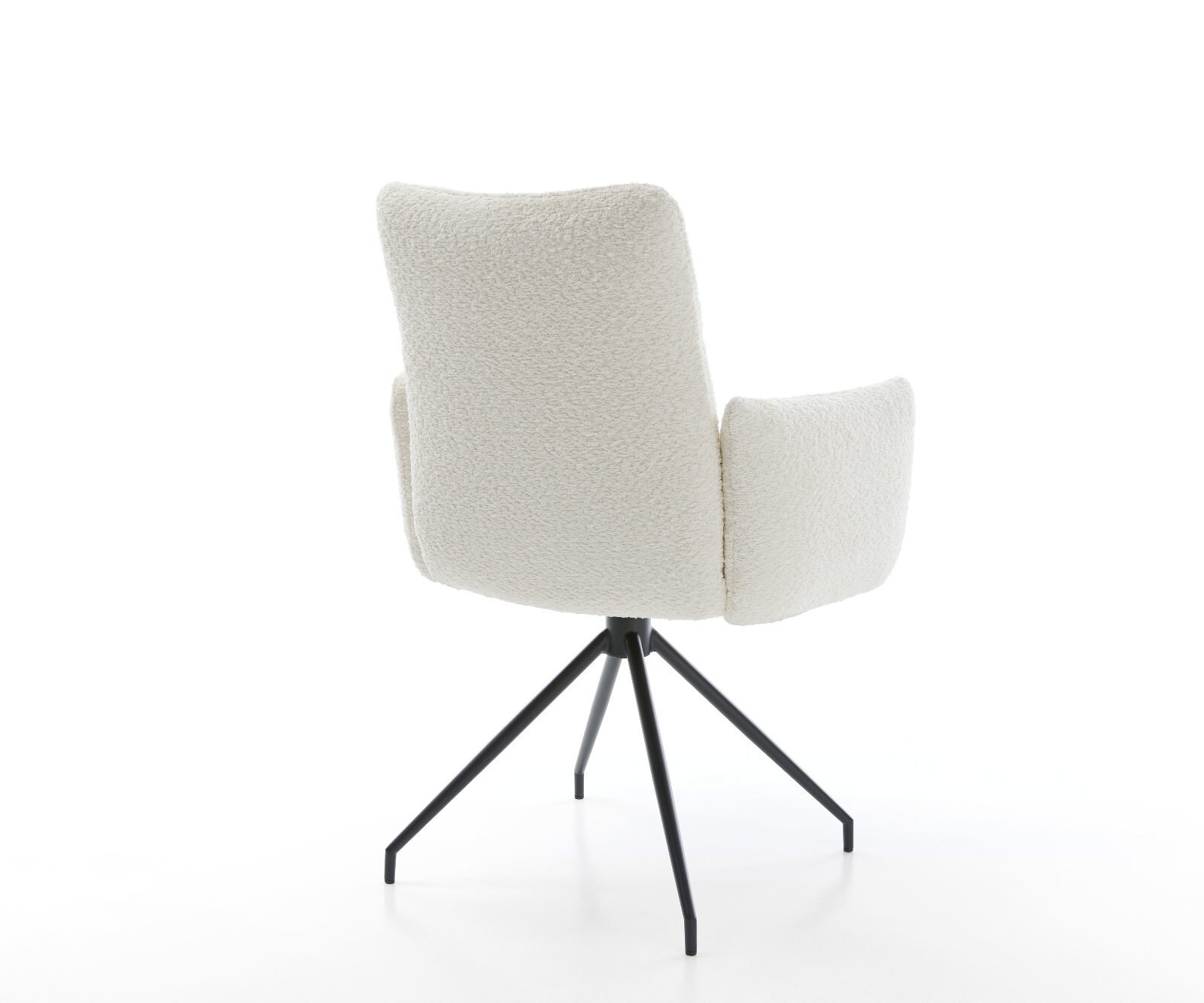 Врътящ се стол с подлакътници Букле Бял Конус крак кръгъл Черен 180° въртящ се Покет пружина Jova-Flex 5