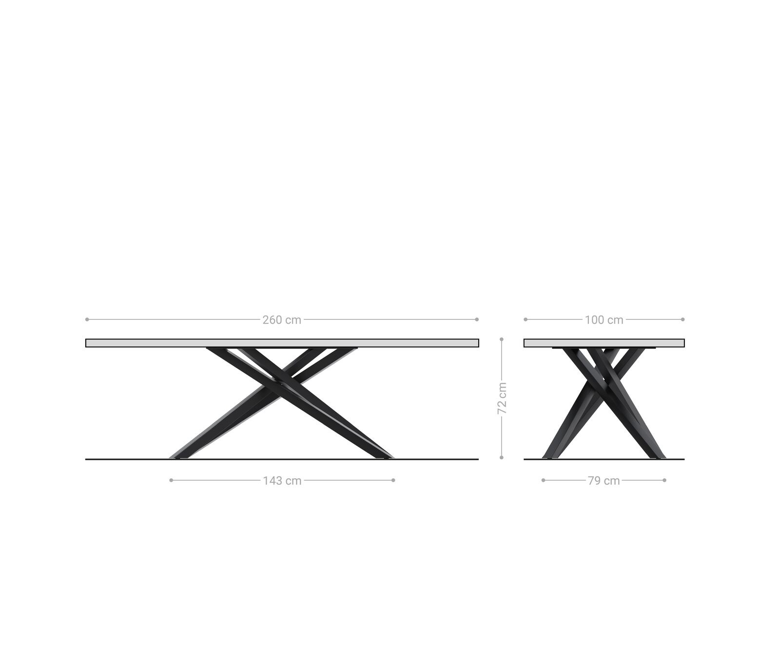Трапезна маса Edge 260x100x2,5-3, естествен дъб, кръстовидна рамка, правоъгълна, неръждаема стомана, Live-Edge 9