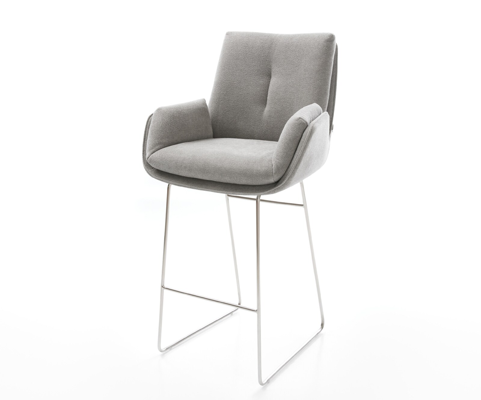 Бар стол Clea-Flex текстурирана тъкан меко сиво шейна основа неръждаема стомана