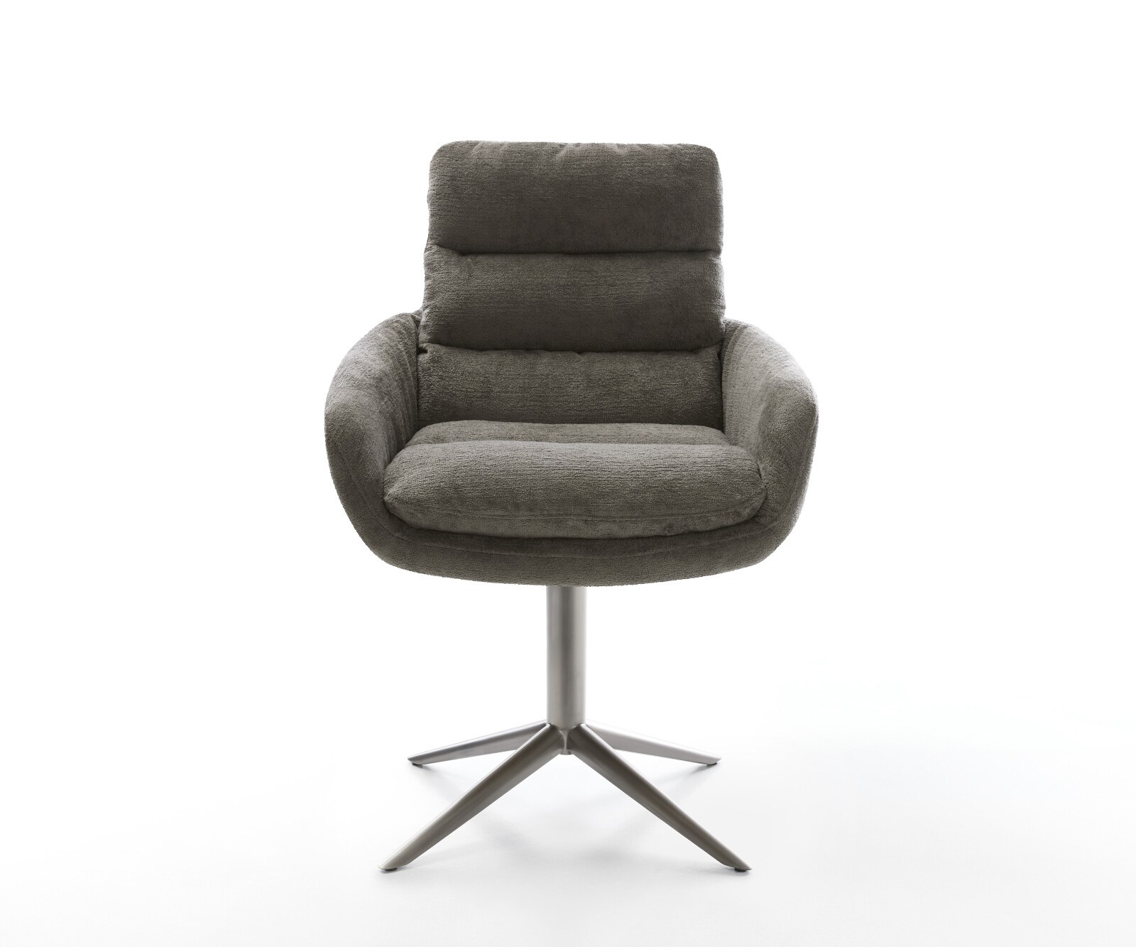 Въртящ се стол Abelia-Flex с подлакътници Bouclé Soft Mud Графитна основа Въртене на 360° Люлееща се функция 2