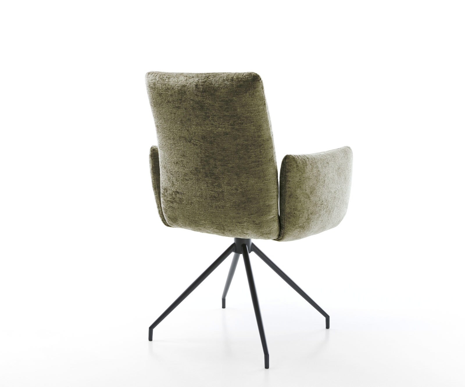 Врътящ се стол с подлакътници Шенил Маслина Конус крак кръгъл Черен 180° въртящ се Покет пружина Jova-Flex 5