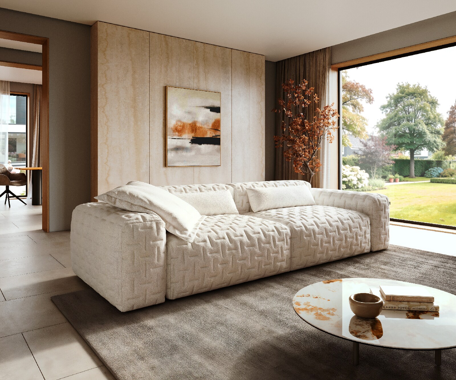 Голям диван Freestyle 280x110 cm Bouclé Soft Beige Quilted