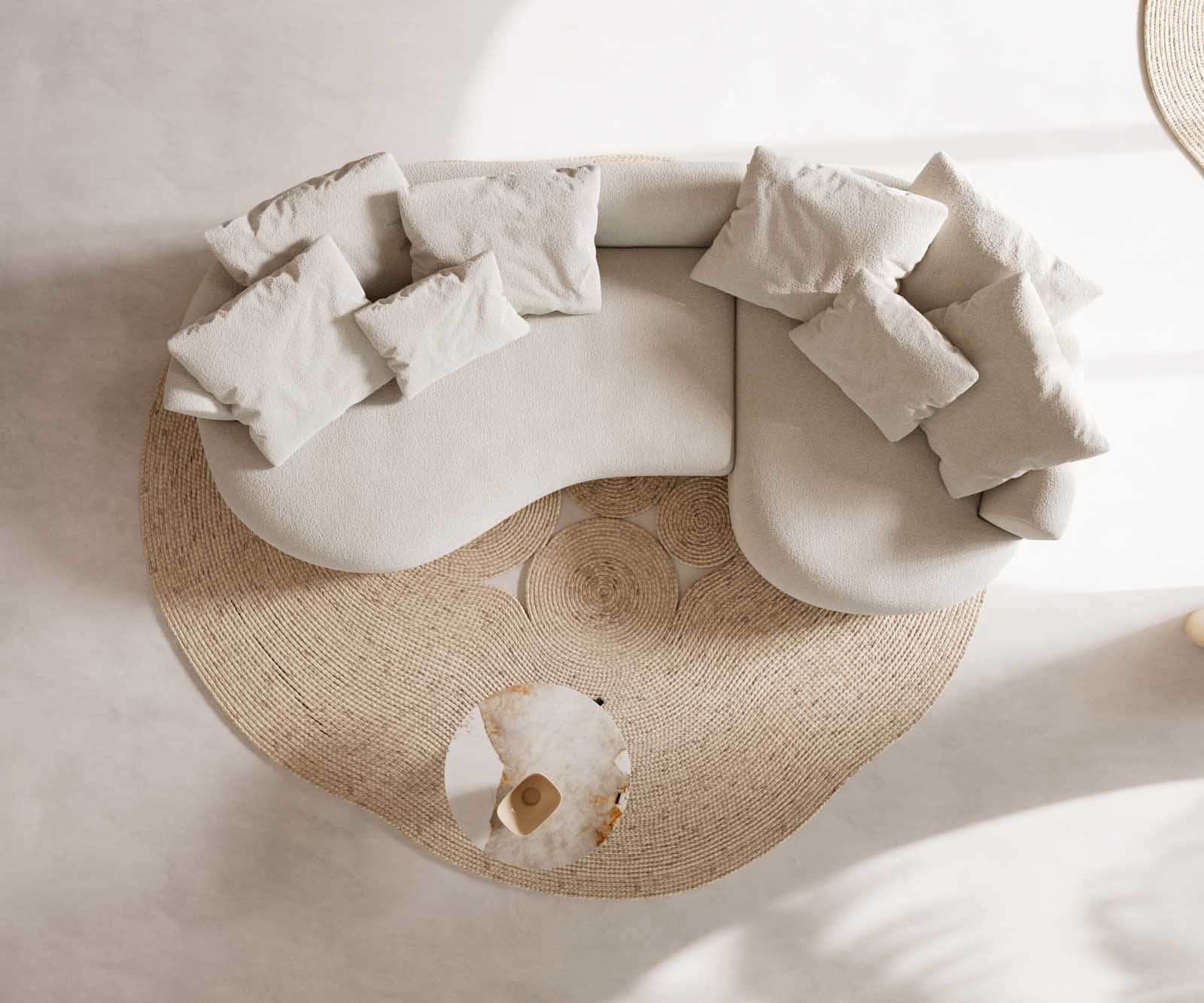 Диван Edina 330x170 cm Bouclé крем-бяло 5 Диван Edina 330x170 cm Bouclé крем-бяло 5