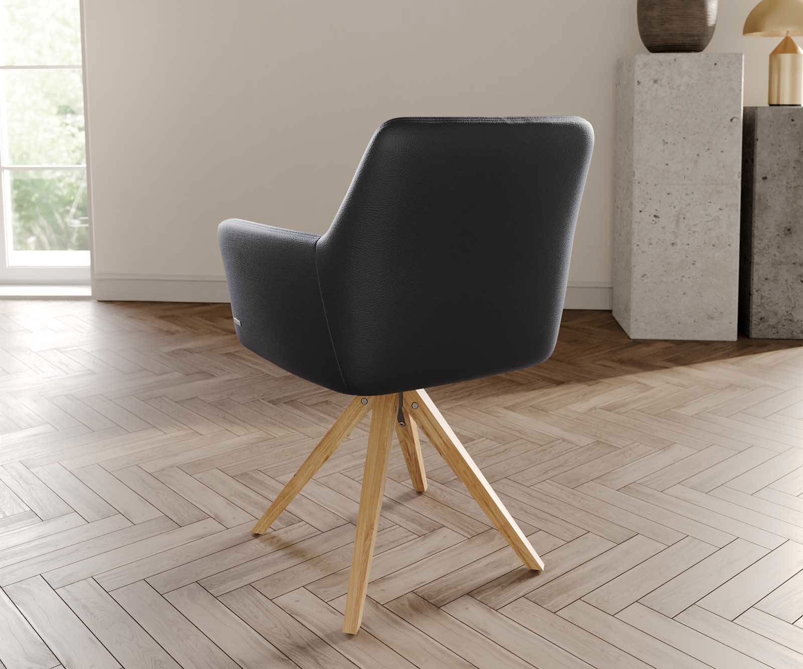 Врътящ се стол с подлакътници Естествена кожа Черен Дървена рамка  Натурал 180° въртящ се Покет пружина Xana-Flex 3 Врътящ се стол с подлакътници Естествена кожа Черен Дървена рамка  Натурал 180° въртящ се Покет пружина Xana-Flex 3