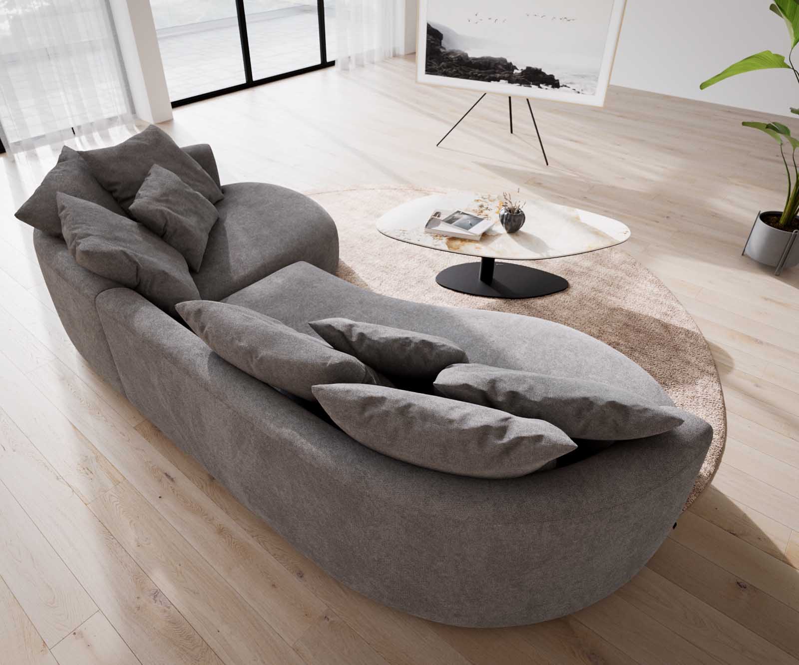 Диван Edina 330x170 cm микрофибър сив 5 Диван Edina 330x170 cm микрофибър сив 5