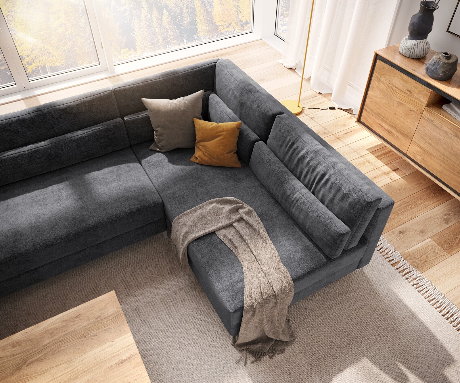  XL 400x185 cm Микрофибър Графитe Elio 4