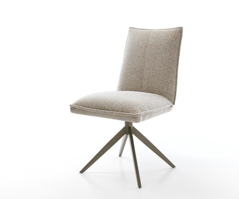 Въртящ се стол Lelio-Flex Тъкан Soft Beige Кръстосана рамка широка Ефектно покритие Титан 360° завъртане Люлееща се функция Ядро от джобни пружини