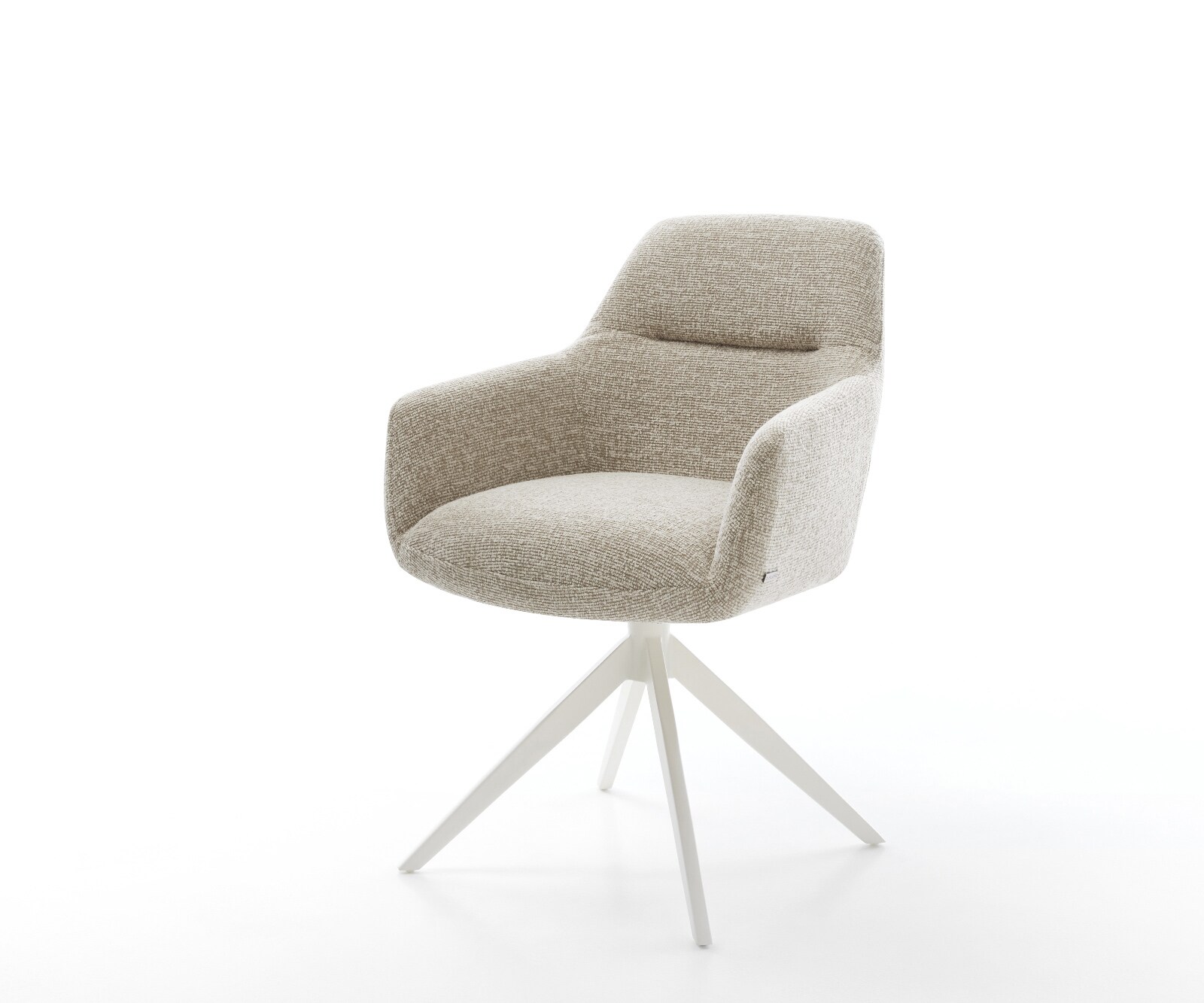 Въртящ се стол Pejo-Flex Soft Бежова тъкан Кръстосана рамка широка Бяла 360° въртене Люлееща се функция Ядро от джобни пружини 1
