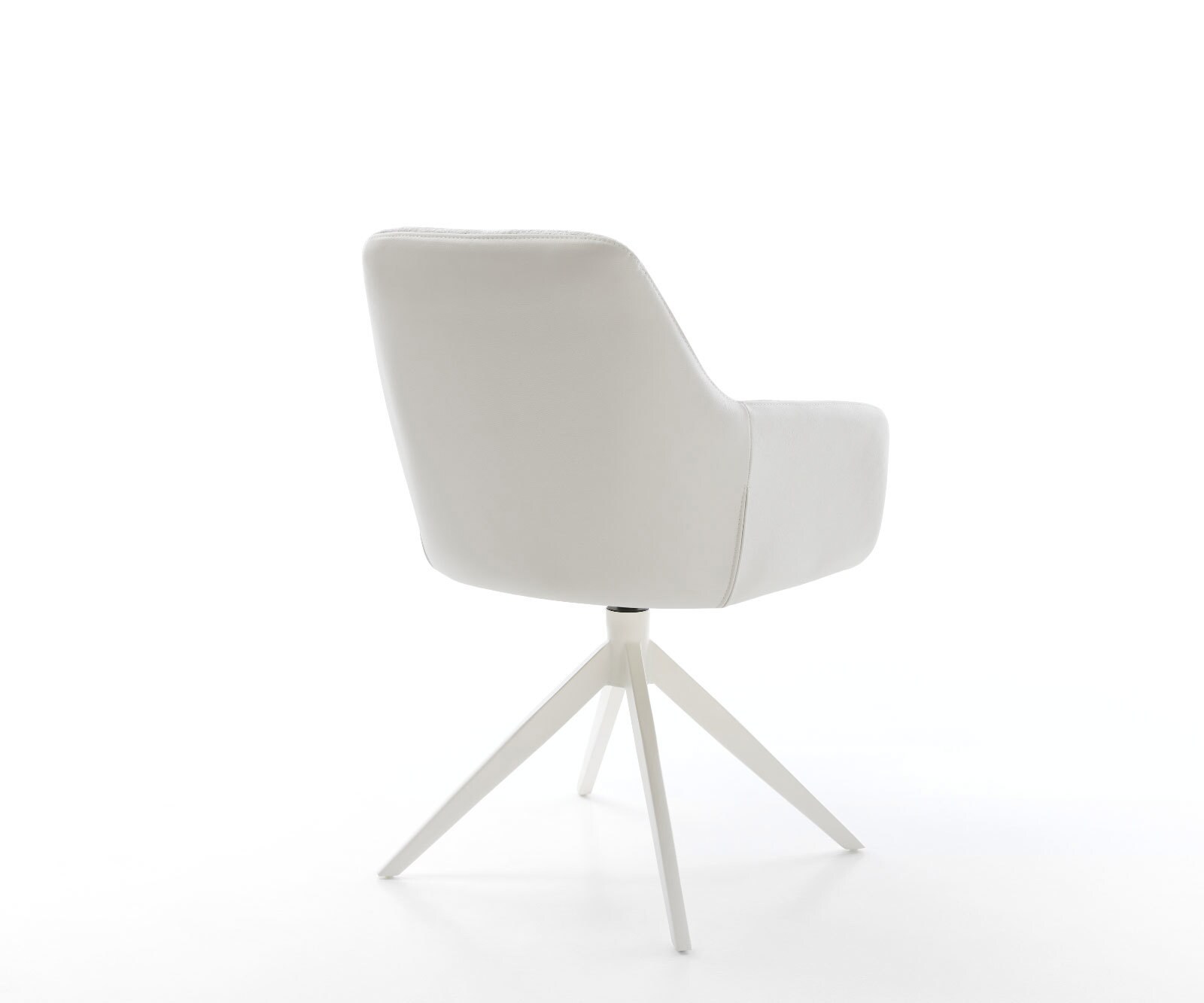 Врътящ се стол Комбинация от дамаски Естествена кожа Бял-СребристСив Конус крак плосък Бял 360° въртящ се Люлеещ се Pejo-Flex 5