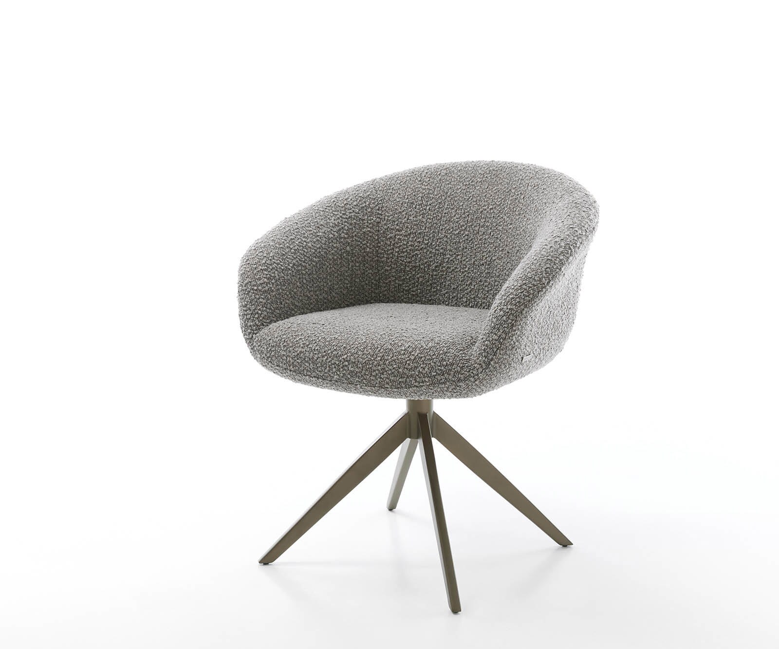 Врътящ се стол с подлакътници Букле СребристСив Конус крак плосък  Titan 360° въртящ се Покет пружина Vinka-Flex