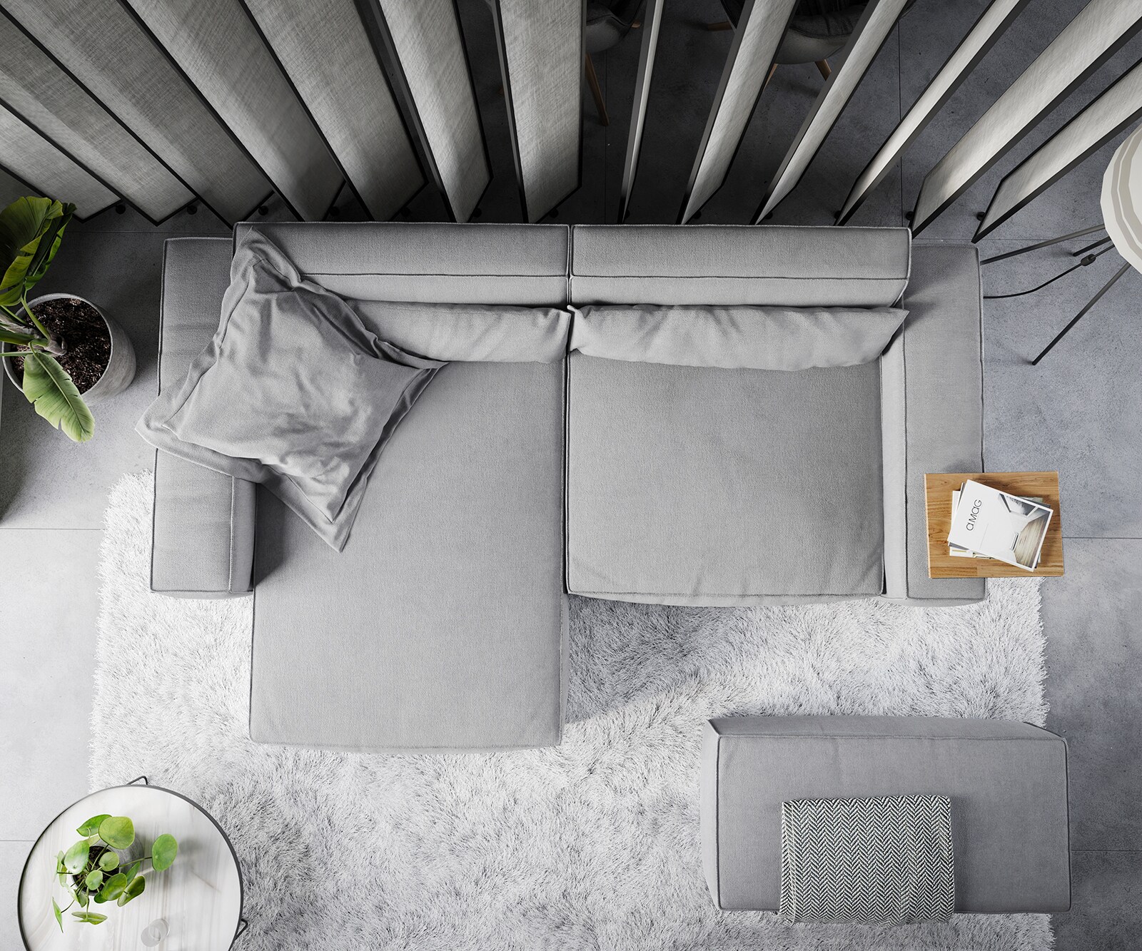 Ъглов диван XL 270x170 cm Микрофибър Сив Варианти лежанка с табуретка Sirpio 6