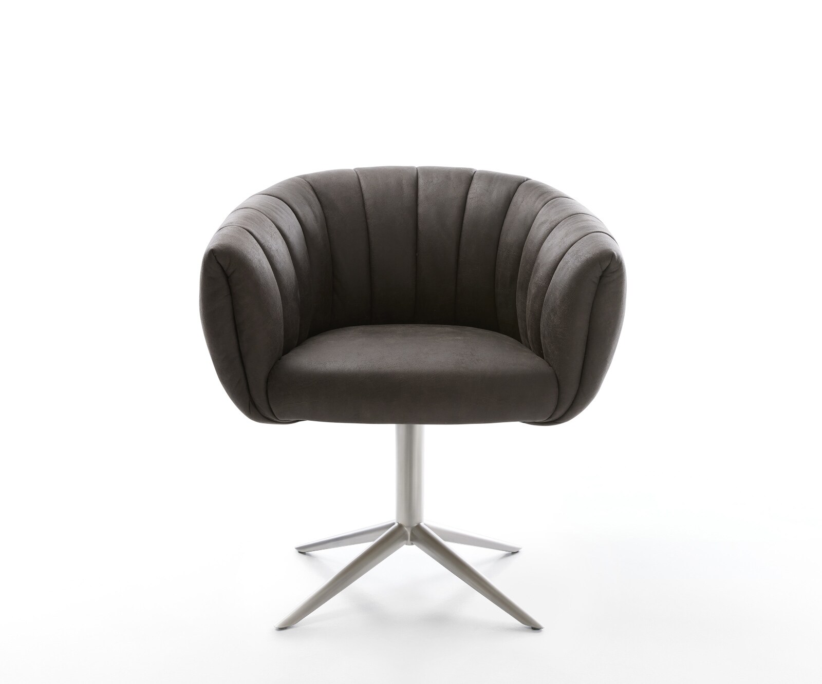 Въртящ се стол Jada-Flex микрофибър антрацит винтидж основа неръждаема стомана 360° въртяща се люлееща се функция сърцевина от джобни пружини 1