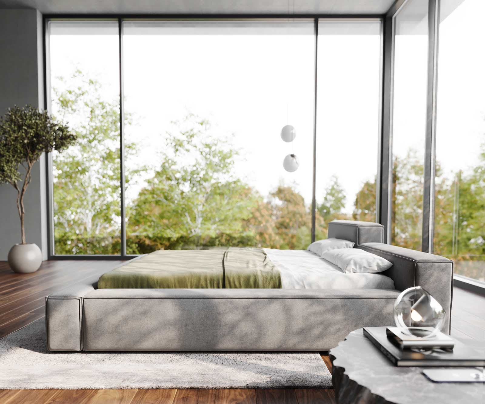 Тапицирано легло Kalinea 180x200 cm микрофибър сиво 3 Тапицирано легло Kalinea 180x200 cm микрофибър сиво 3