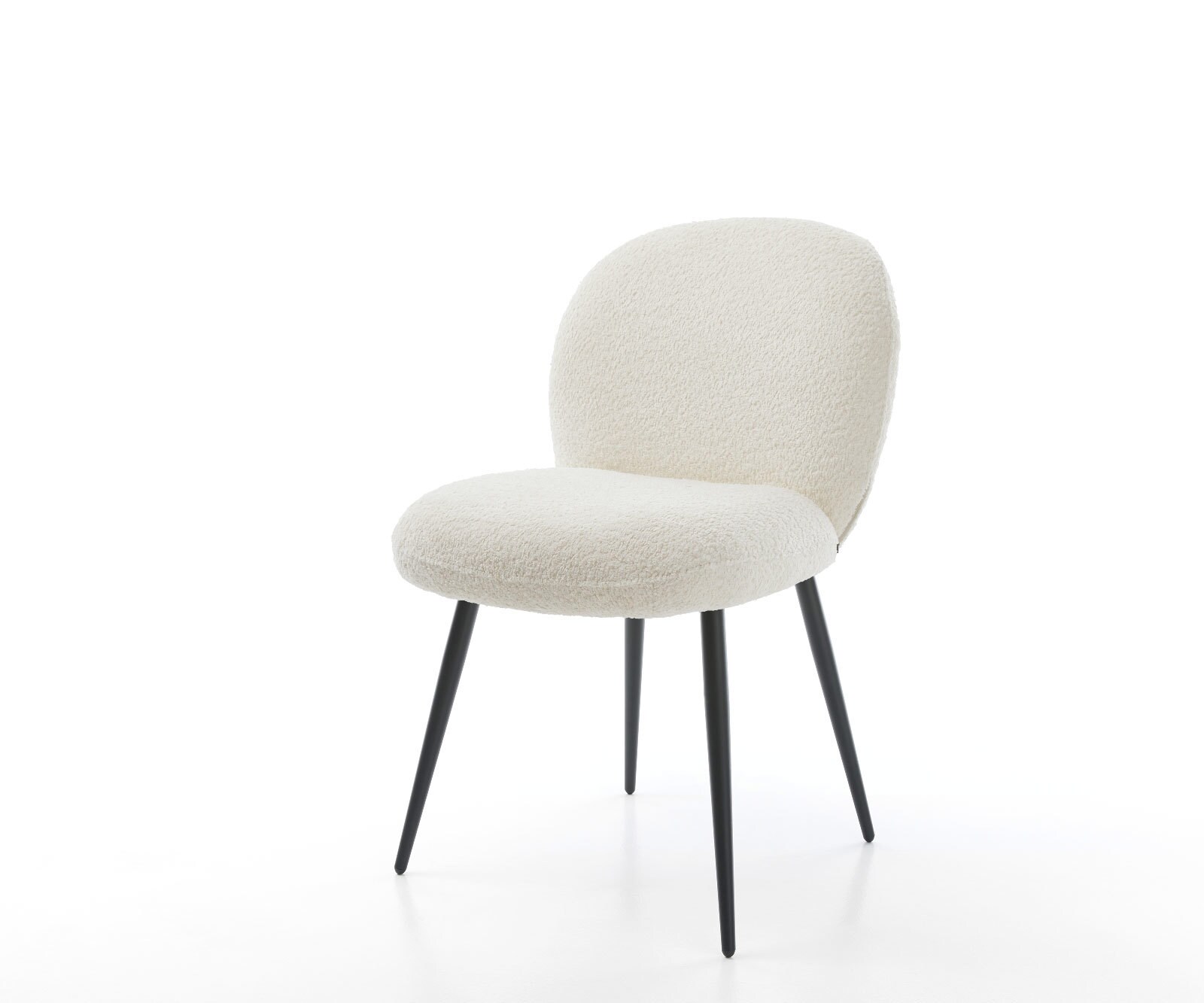 Трапезен стол Букле Бял 4 крака конични Черен Покет пружина Nube-Flex