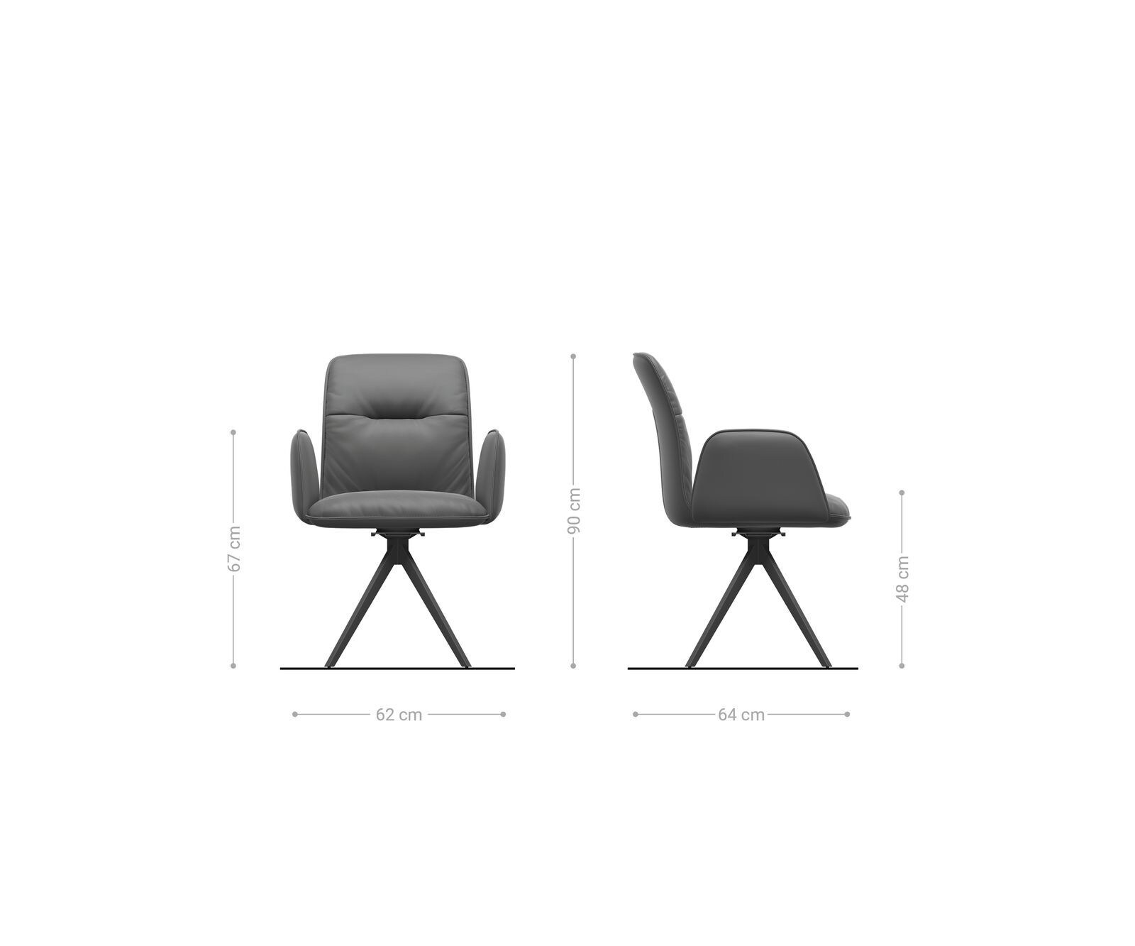 Врътящ се стол Кадифе Сив Конус крак  Черен 180° въртящ се Vinja-Flex 6