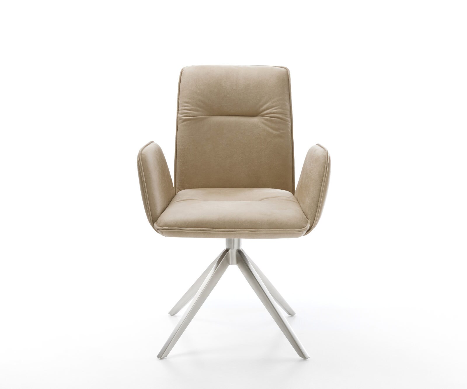 Въртящ се стол Vinja-Flex Микрофибър Бежов реколта Кръстосана рамка широка Неръждаема стомана Въртене на 360° Люлееща се функция 1