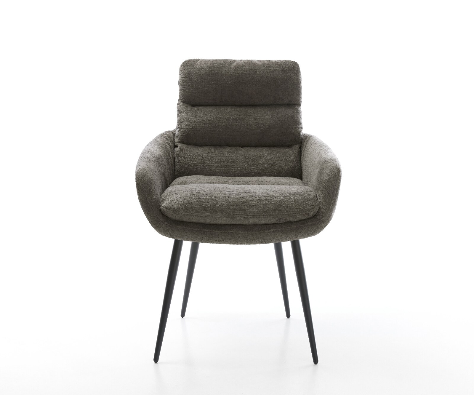 Трапезен стол Abelia-Flex с подлакътници Bouclé soft mud 4-футов конусовиден черен 2