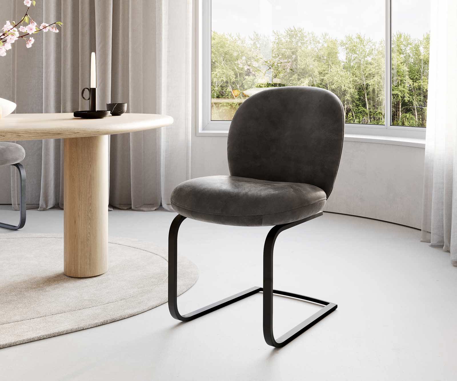 Люлеещ стол Антрацит Винтидж Конзолен крак плосък Черен Покет пружина Nube-Flex 1