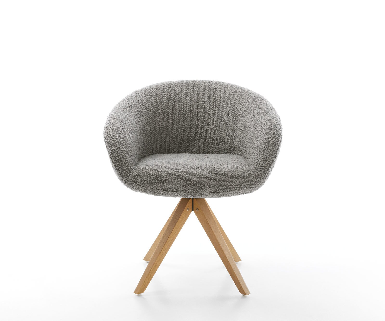 Врътящ се стол с подлакътници Букле СребристСив Дървена рамка  Натурал 180° въртящ се Покет пружина Vinka-Flex 2