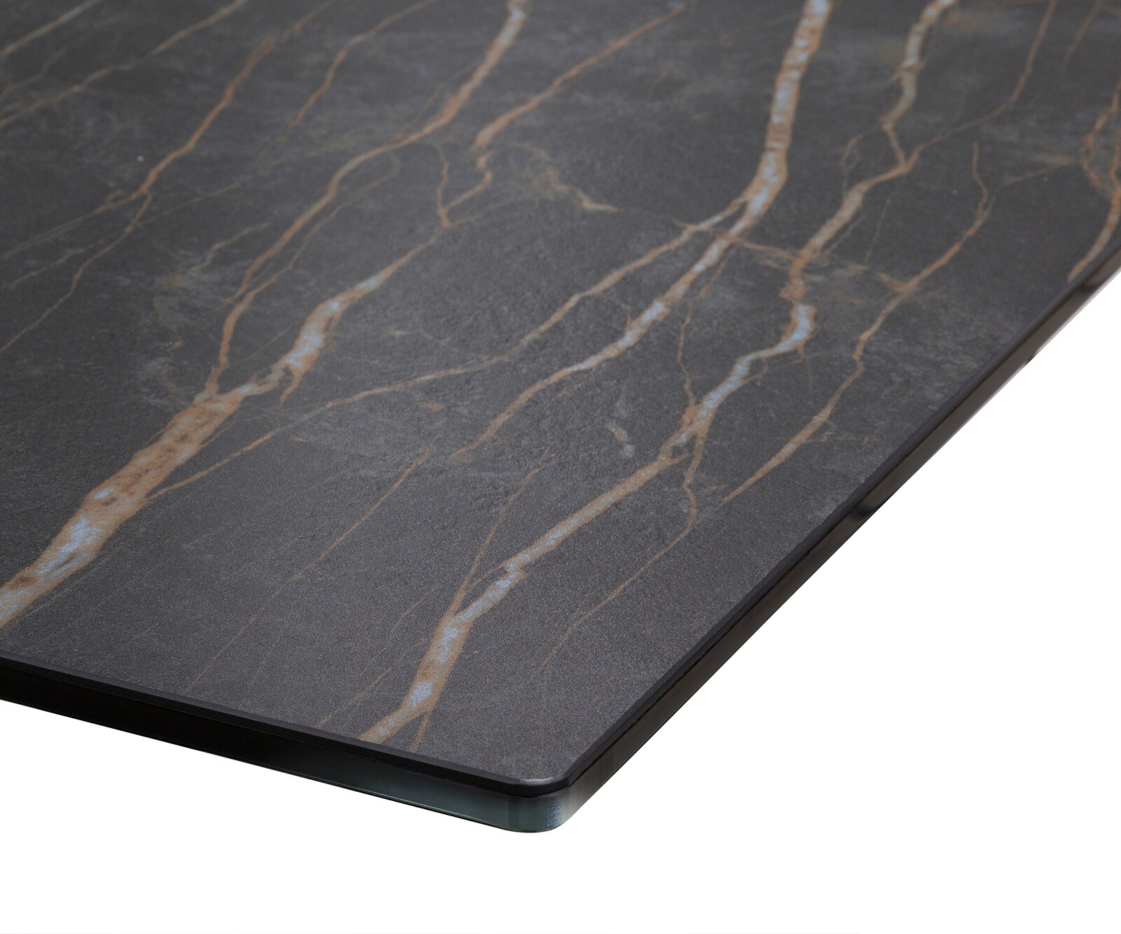 Маса 200x100cm Laminam® Keramik Кафяв среден крак плоска стомана Черен Edge 4